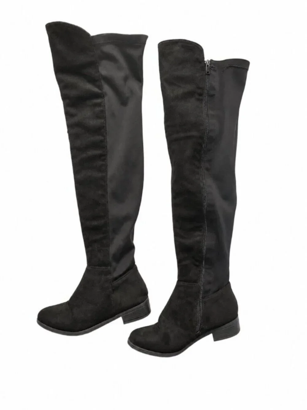 Women's Over-the-Knee Black Boots Size 9 Stretch Back Riding Style